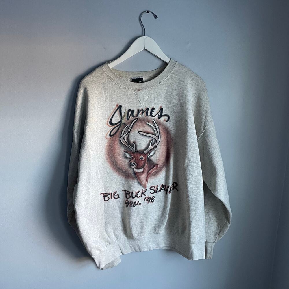 Goofy Sweatshirt Novelty Deer Hunter Buck Slayer James Graphic Crewneck
